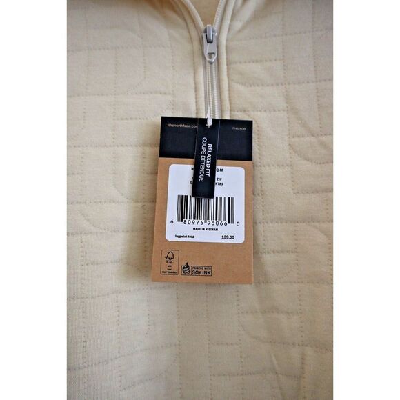The North Face Women Sz M Beige Heather Longs Peak Quilted 1/4 Zip Jacket - Picture 5 of 8